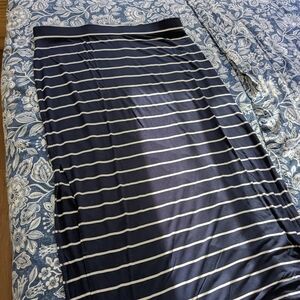 Reitmans Navy and White Striped Maxi Skirt